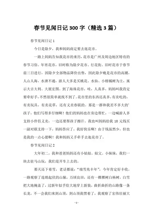 春节见闻日记300字(3篇)
