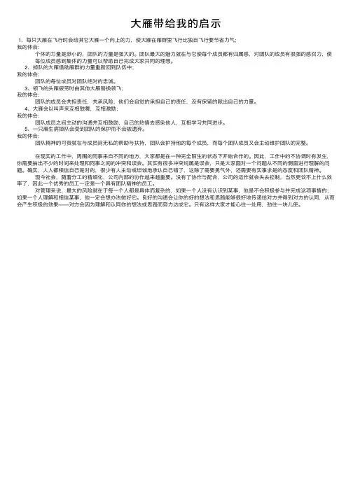 大雁带给我的启示