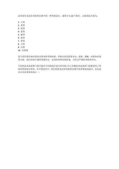 武术段位的划分