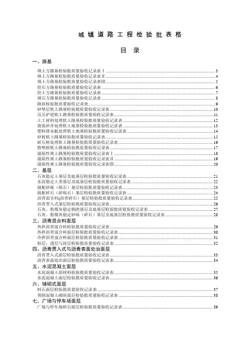 CJJ1-2008城镇道路工程检验批验收全套电子表格