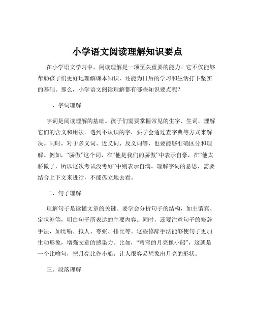 小学语文阅读理解知识要点