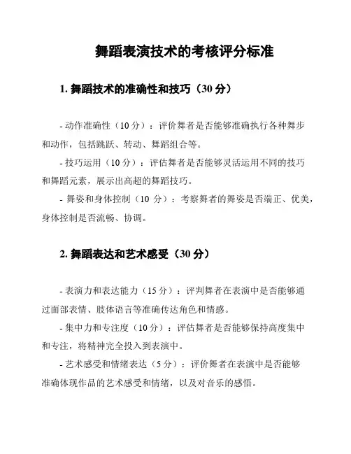 舞蹈表演技术的考核评分标准