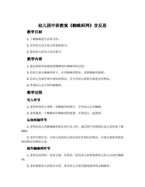 幼儿园中班教案《蜘蛛织网》含反思