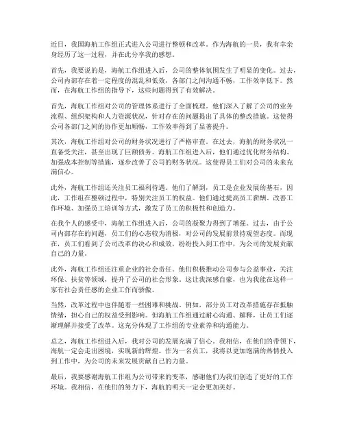 海航工作组进入后感想