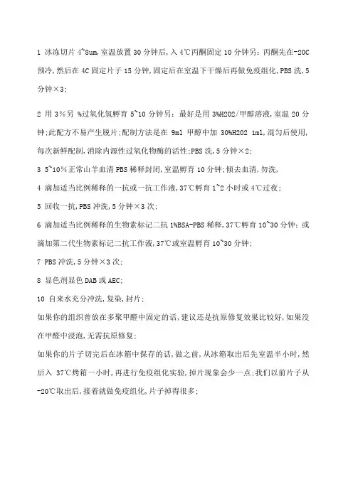 冰冻切片免疫组化