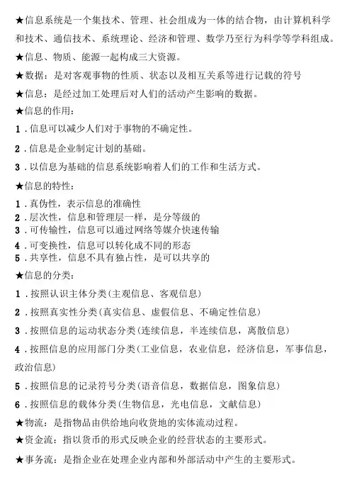 02382管理信息系统自考知识点