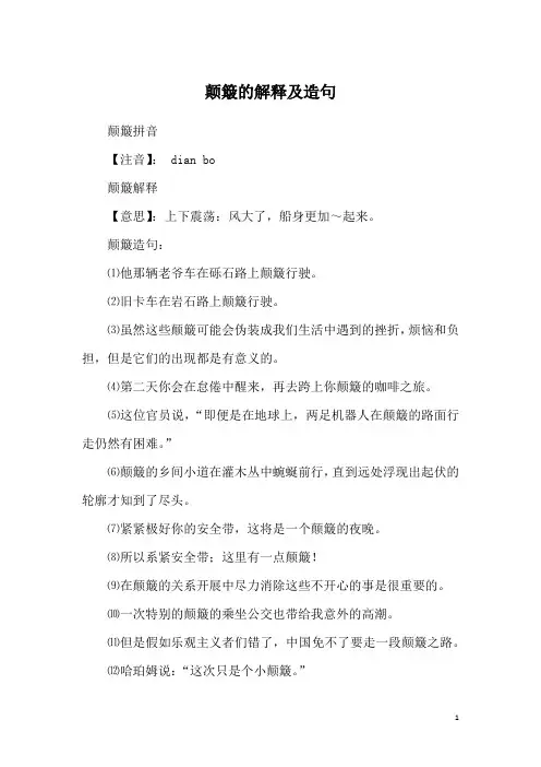 颠簸的解释及造句