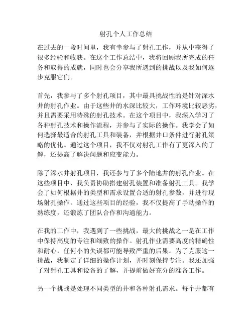 射孔个人工作总结