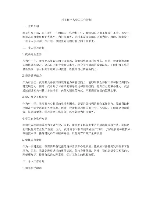 村主任个人学习工作计划