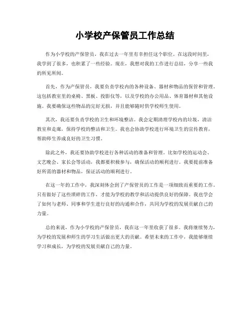 小学校产保管员工作总结