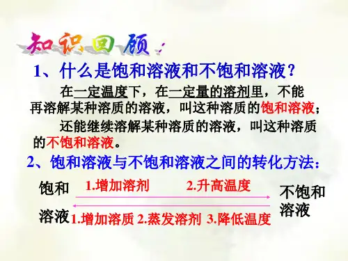 鲁教版初三化学溶解度课件