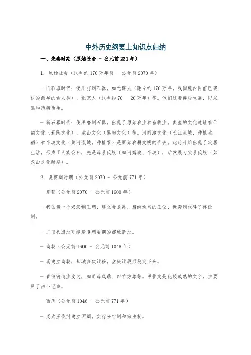 中外历史纲要上知识点归纳