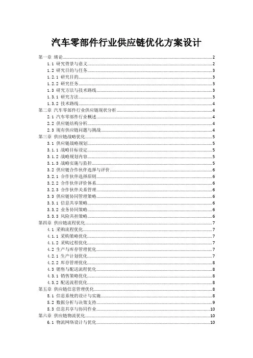 汽车零部件行业供应链优化方案设计