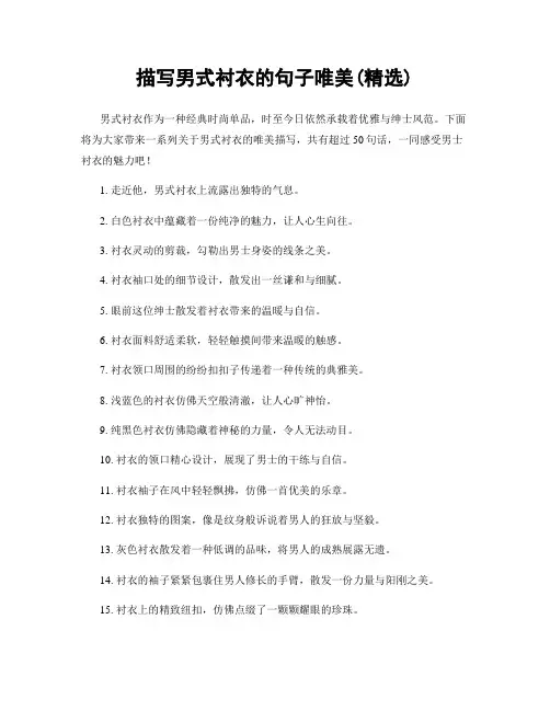 描写男式衬衣的句子唯美(精选100句)