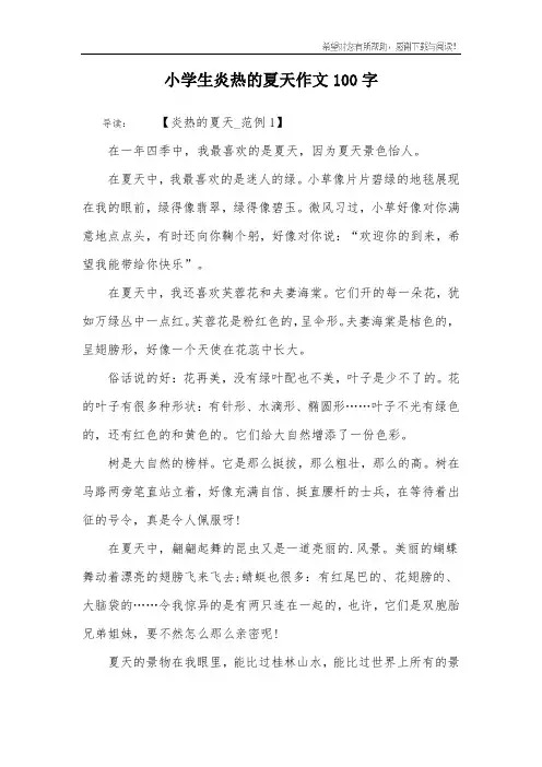 小学生炎热的夏天作文100字
