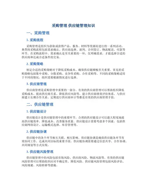 采购管理 供应链管理知识