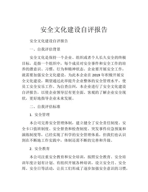 安全文化建设自评报告