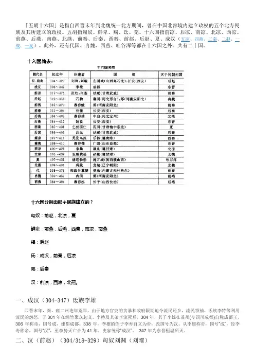 五胡十六国、南北朝个人精华总结