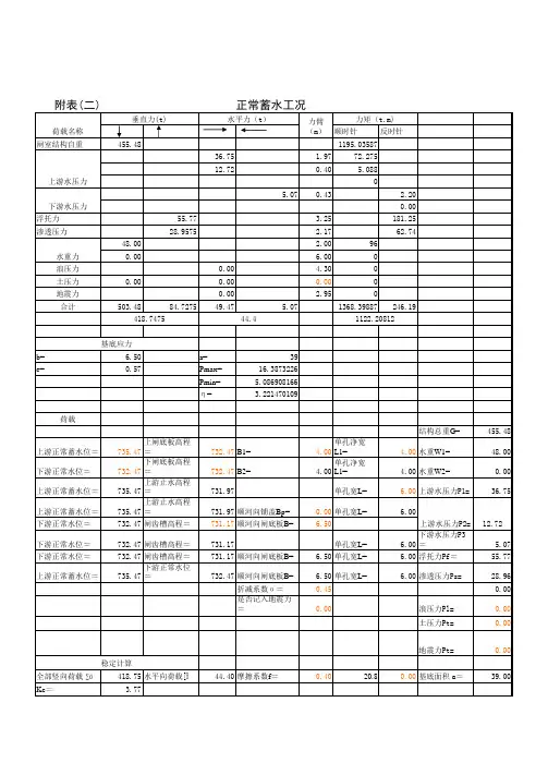 闸室稳定计算