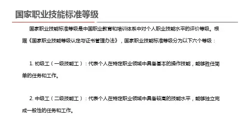 国家职业技能标准等级
