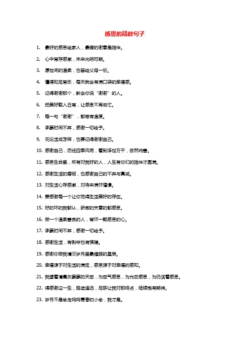 感恩的精辟句子