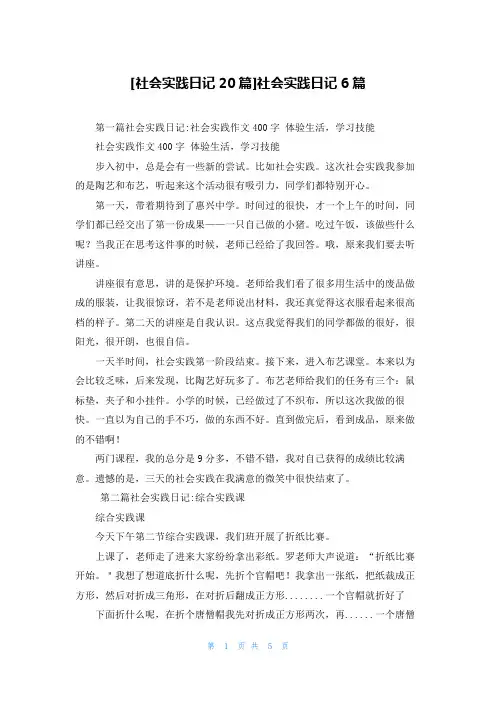 [社会实践日记20篇]社会实践日记6篇