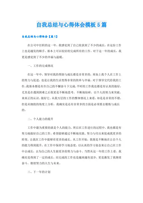 自我总结与心得体会模板5篇