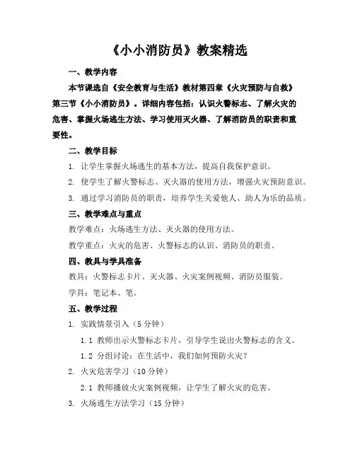 《小小消防员》教案精选