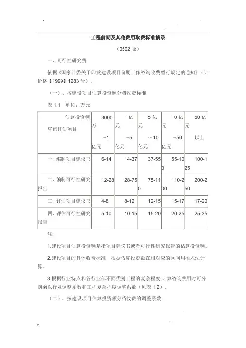 前期工程取费标准