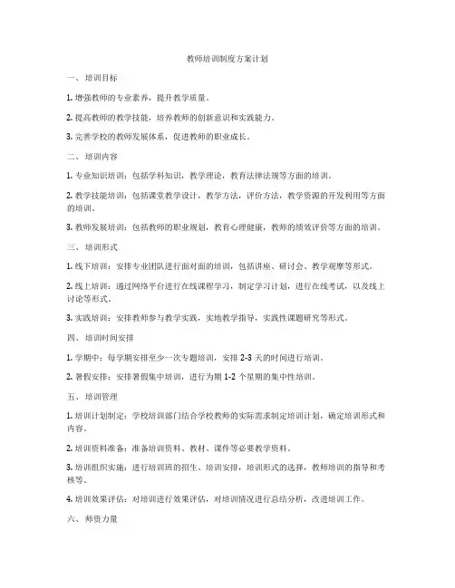 教师培训制度方案计划
