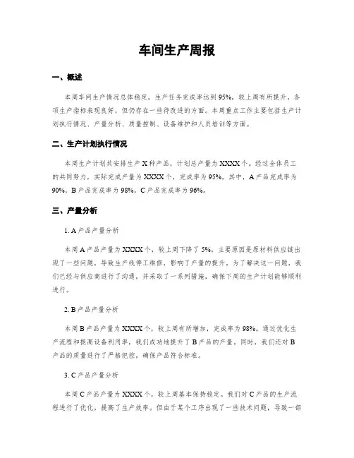车间生产周报