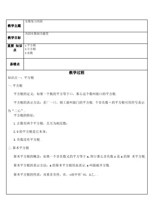 八上实数全章节题型分类知识点+例题+练习分类全面