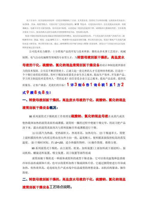 转鼓刮板干燥机-高盐废水母液的干化(硫酸钠、氯化钠混盐)