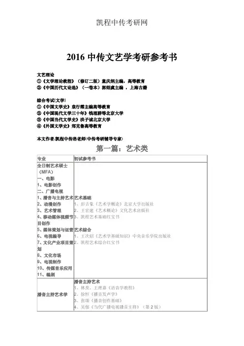 2016中传文艺学考研参考书
