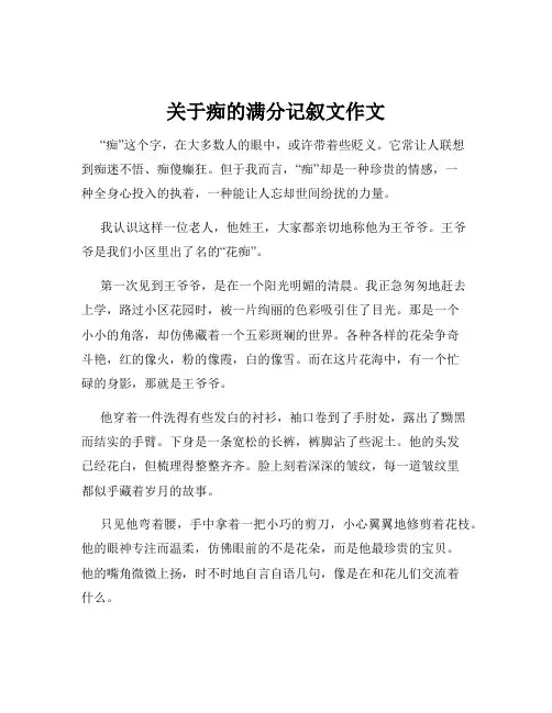 关于痴的满分记叙文作文