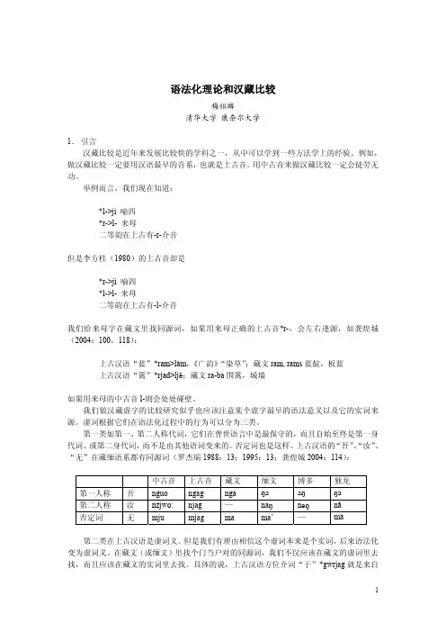语法化理论和汉藏比较