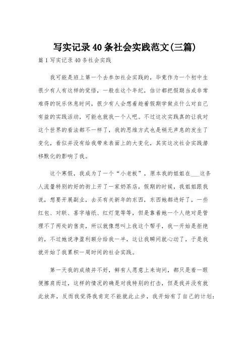 写实记录40条社会实践范文(三篇)
