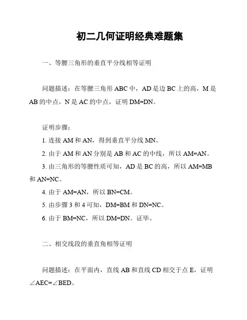 初二几何证明经典难题集