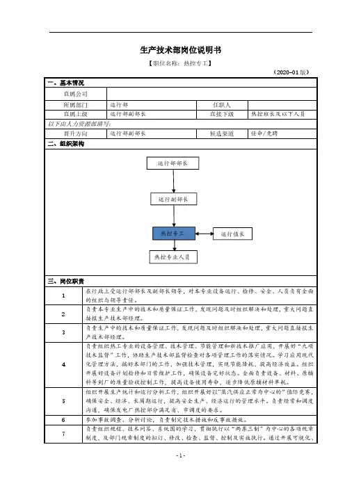 热控专工岗位说明书