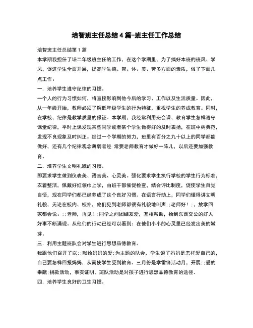 培智班主任总结4篇-班主任工作总结