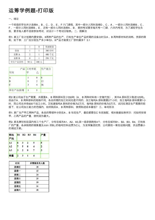 运筹学例题-打印版