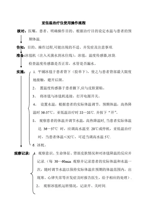 亚低温治疗仪使用操作流程