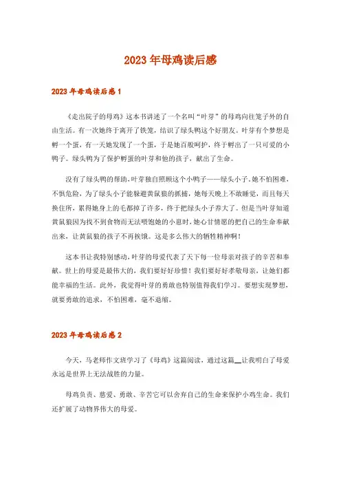 2023年母鸡读后感
