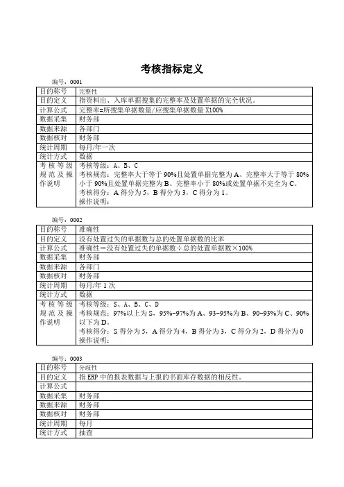考核指标定义
