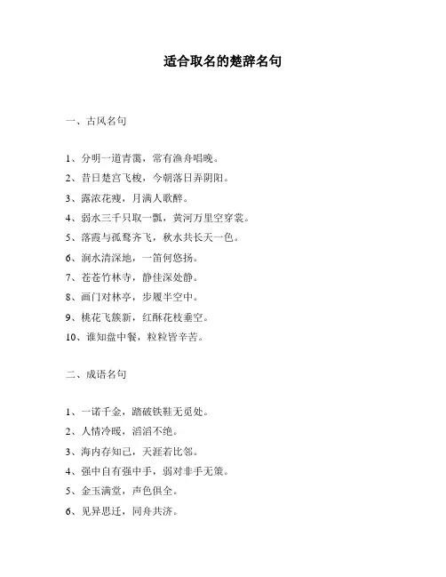适合取名的楚辞名句