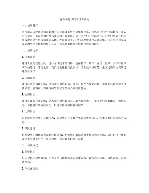 青少年足球校队培训计划
