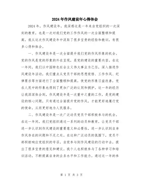 2024年作风建设年心得体会