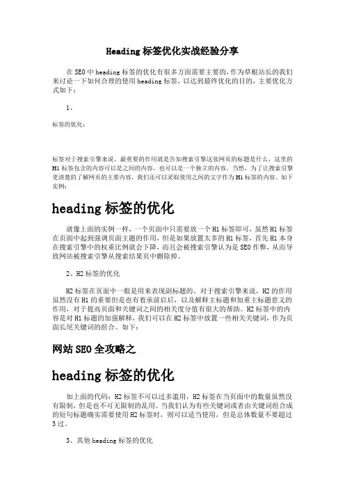 Heading标签优化实战经验分享
