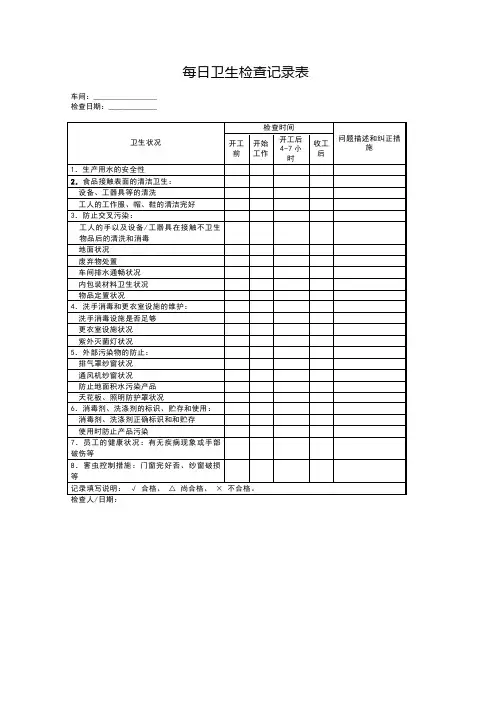 每日卫生检查记录表