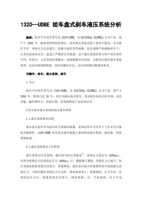 1320—UDBE绞车盘式刹车液压系统分析
